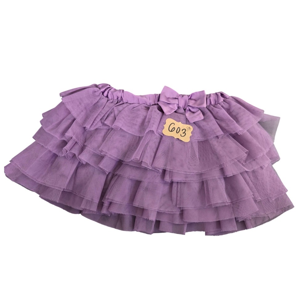 Cherokee‎ Girls Purple Tiered Tulle Tutu Skirt Elastic Waist Bow Accent Size 3T